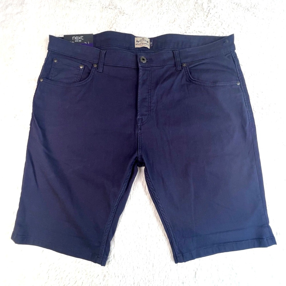 Next Chino Shorts Men's 40‎ Navy Blue Stretch Slim Fit Supply UK - READ